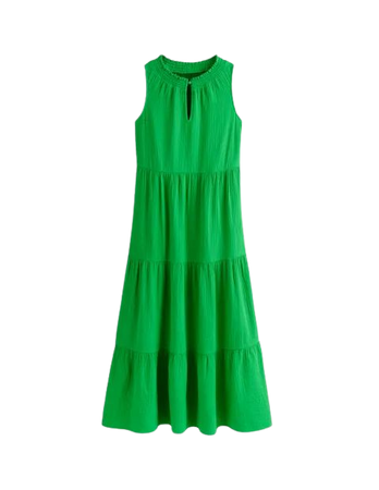Double Cloth Maxi Tiered Dress - Kelly Green | Boden US