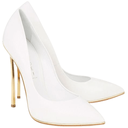 Casadei gold blade heel white pumps | botas y zapatos | White pumps, Fashion, Shoes