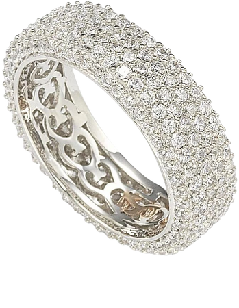 SL Collection Cubic Zirconia Sterling Silver Stackable Pave Ring - White - Walmart.com