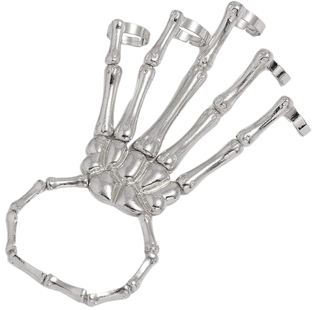 Amazon.com: Caiyao Gothic Halloween Skull Skeleton Metal Fingers Hand Bone Bracelet with Adjustable Ring Wristband Handmade Punk Jewelry for Women Girls-silver: Clothing, Shoes & Jewelry