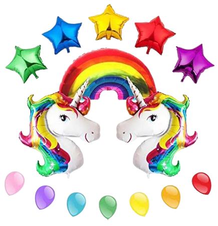 WAYDA Unicorn Party Supplies, 16pack Unicorn Party Favors Bright Rainbow Stars Foil Balloons for Baby Shower and Birthday Decorations (Including Air Pump) | WantItAll