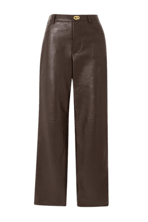 Brown Leather straight-leg pants | Bottega Veneta | NET-A-PORTER