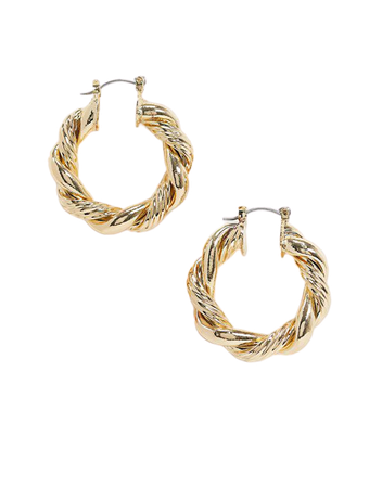 ASOS DESIGN hoop earrings with ribbed twist in gold tone | ASOS