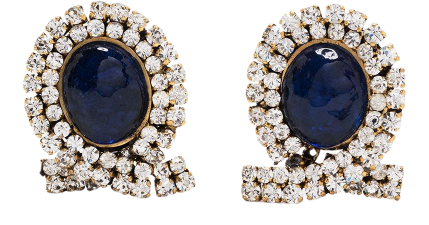 Chanel Pre-Owned 1971-1980s gemstone-embellished clip-on earrings - FARFETCH