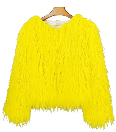 Adonis Pigou Winter Fluffy Faux Fur Coat Women's Shaggy Jacket Long Sleeve Outwear Yellow: Amazon.ca: Clothing & Accessories