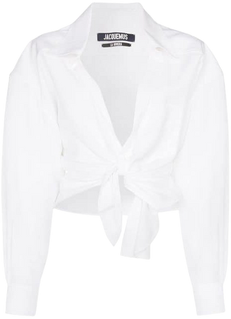 Jacquemus cropped tie-front cotton blouse $415 - Shop SS19 Online - Fast Delivery, Price