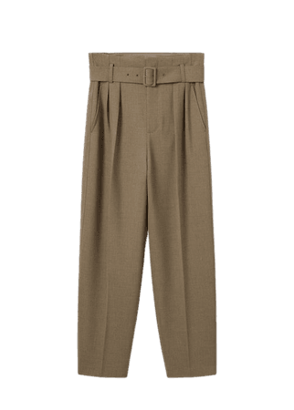 Belt high-waist trousers - Women | Mango USA
