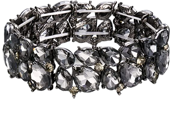 Amazon.com: EVER FAITH Costume Jewelry Bohemia Crystal Art Deco 2 Layer Teardrop Stretch Bracelet for Women Clear Grey Black-Tone: Clothing, Shoes & Jewelry