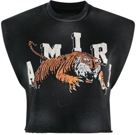 AMIRI tiger-print Cropped T-shirt - Farfetch