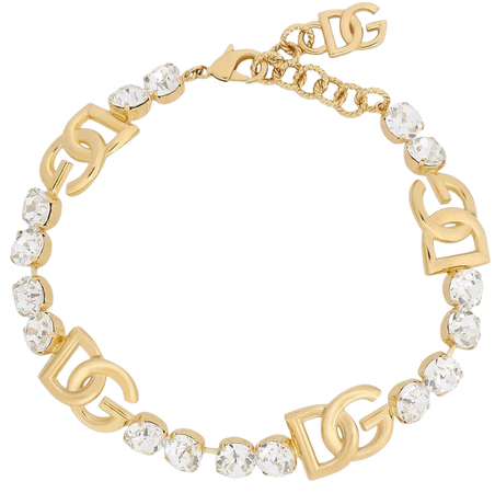 Rhinestoned choker with DG logo in Gold for Women | Dolce&Gabbana®