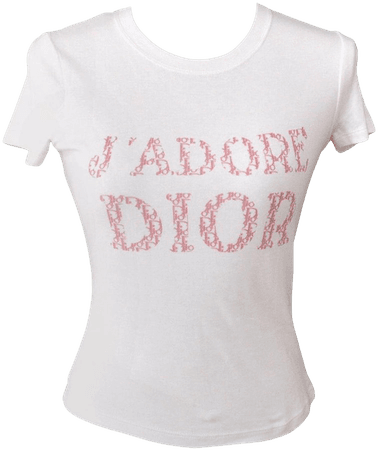 Christian Dior Pink White 'J'Adore Dior' Short Sleeve Fitted T-Shirt Shirt
