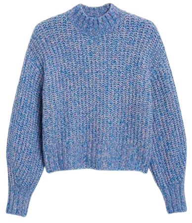 Mock neck chunky knit sweater - Blue & pink melange - Monki WW
