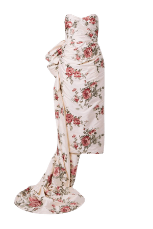 Ecru Strapless draped embroidered silk-taffeta gown | Marchesa | NET-A-PORTER