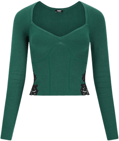 Body Contour Lace Piece Cropped Sweater | Express