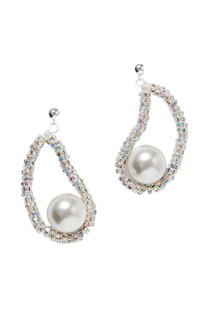Silver Mini Oysters silver-plated, crystal and faux pearl earrings | PEARL OCTOPUSS.Y | NET-A-PORTER
