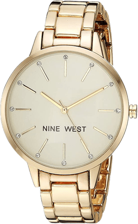 Amazon.com: Nine West Women's Crystal Accented Gold-Tone Bracelet Watch : Clothing, Shoes & Jewelry