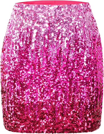 Amazon.com: MANER Women's Sequin Skirt Sparkle Stretchy Bodycon Mini Skirts Night Out Party(Medium, Pink/Rose Red/Red) : Clothing, Shoes & Jewelry