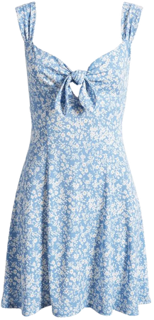 All in Favor Floral Tie Front Crepe Dress | Nordstrom