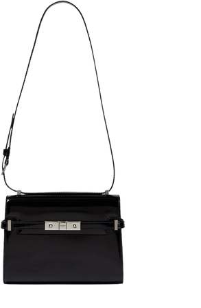 Manhattan Mini Patent Leather Crossbody Bag in Black - Saint Laurent | Mytheresa