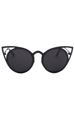 Black Cat Eye Silhouette Metal Frame Sunglasses | Attitude Clothing