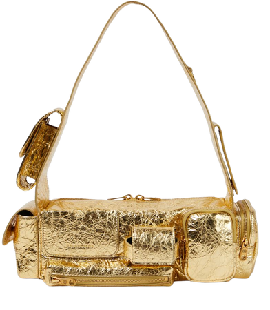 Super Busy Leather Shoulder Bag in Gold - Balenciaga | Mytheresa