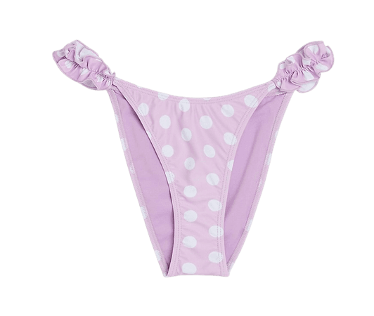 Purple polka dot frill bikini bottoms | River Island
