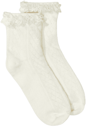 Lace Trim Sock Cream - Dotti Online