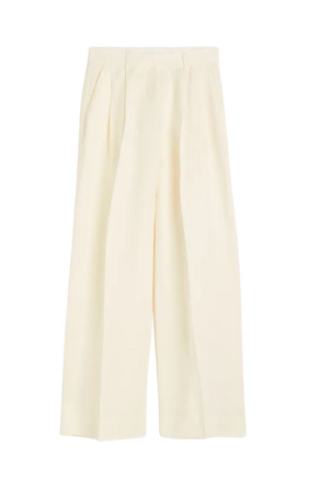 Linen-blend Dress Pants - White - Ladies | H&M US