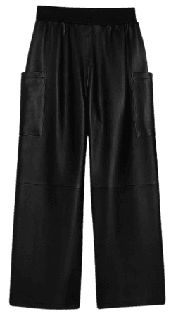 black Mathis pants in black leather