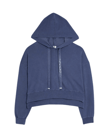 Blue long sleeve hoodie | River Island