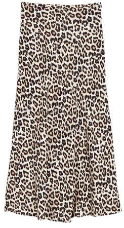 Patterned Crêped Skirt - Light beige/leopard print - Ladies | H&M US