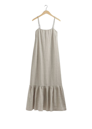 Strappy Linen Midi Dress - Oatmeal - Midi dresses - & Other Stories US