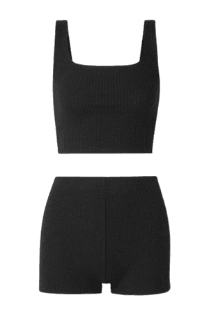 Mathilde Ribbed-knit Tank And Shorts Set - Black