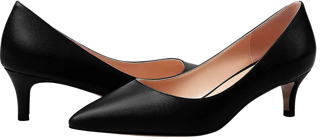 Amazon.com | YODEKS Women's Pointed Toe Pumps 2" Kitten Middle Heel Chic Pumps Comfort Slip On Low Heel Dress Pumps Shoes Black US9 | Pumps
