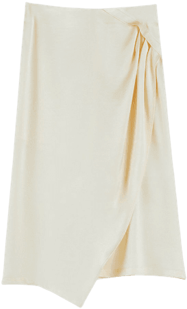 Asymmetric Satin Midi Skirt - Women's Skirt - Lattelierstore