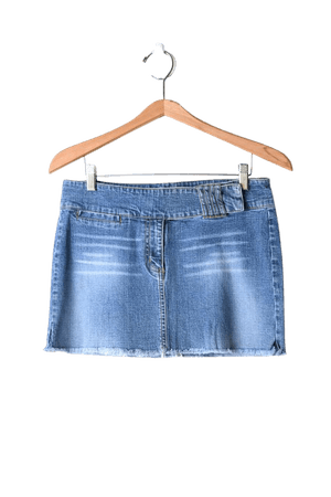 Vintage Y2K Feathered Dark Wash Cutoff Denim Micro Mini Skirt | Urban Outfitters