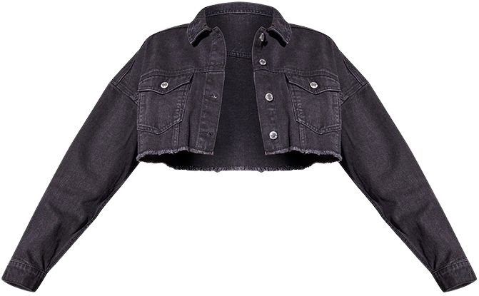 Recycled Washed Black Basic Raw Edge Denim Jacket | PrettyLittleThing USA
