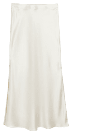 Cream satin split hem maxi skirt | River Island