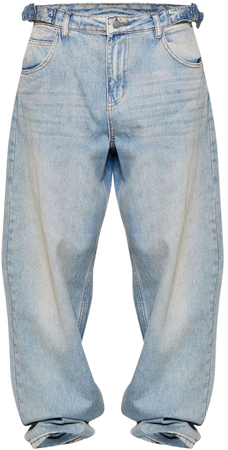 Vintage Wash Adjustable Cinched Boyfriend Jeans | PrettyLittleThing CA