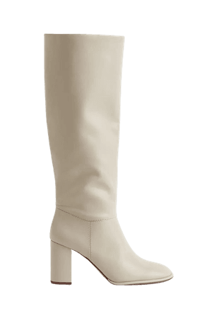 Knee-high Heeled Boots - Light oat beige - Ladies | H&M US