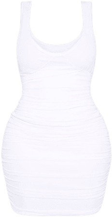 Shape White Mesh Cup Detail Bodycon Dress | PrettyLittleThing USA