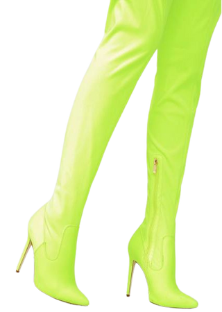 AZALEA WANG Westloop Neon Lime Chap Boots | Dolls Kill