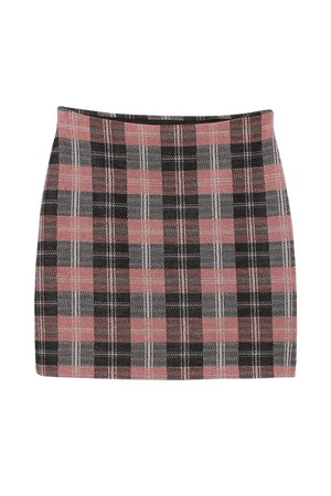 Short Jersey Skirt - Pink/black plaid