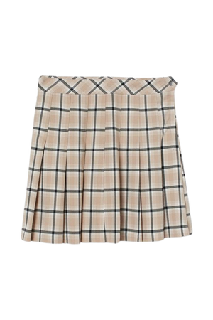 Pleated Skirt - Beige/black plaid - Ladies | H&M US