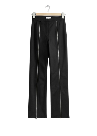Zipper-Detailed Trousers - Black - Slim Fit Trousers - & Other Stories US