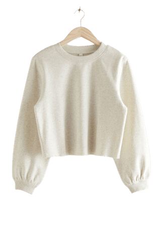 Boxy Jersey Sweater - White Melange - Sweatshirts & Hoodies - & Other Stories