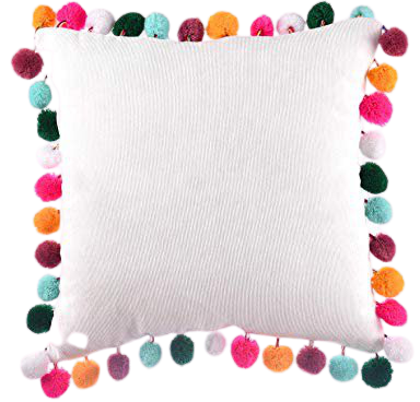 Amazon.com: leegleri Decorative Pom-Poms Throw Pillow Covers, Soft Velvet Colored Rainbow Pom Cushion Cover Pillow Case for Couch Sofa Bed (16x16 Pillow Cover): Gateway
