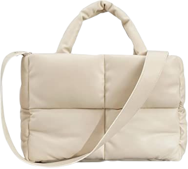 Large Quilted Padded Puffer Tote | White