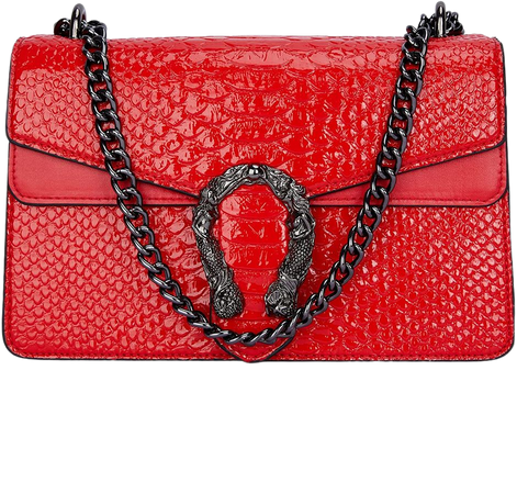 Amazon.com: Crossbody Handbags for Women Snake Print Leather Shoulder Bag Chain Purse Satchel Evening Bag(New Red) : Clothing, Shoes & Jewelry