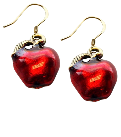 apple earrings red